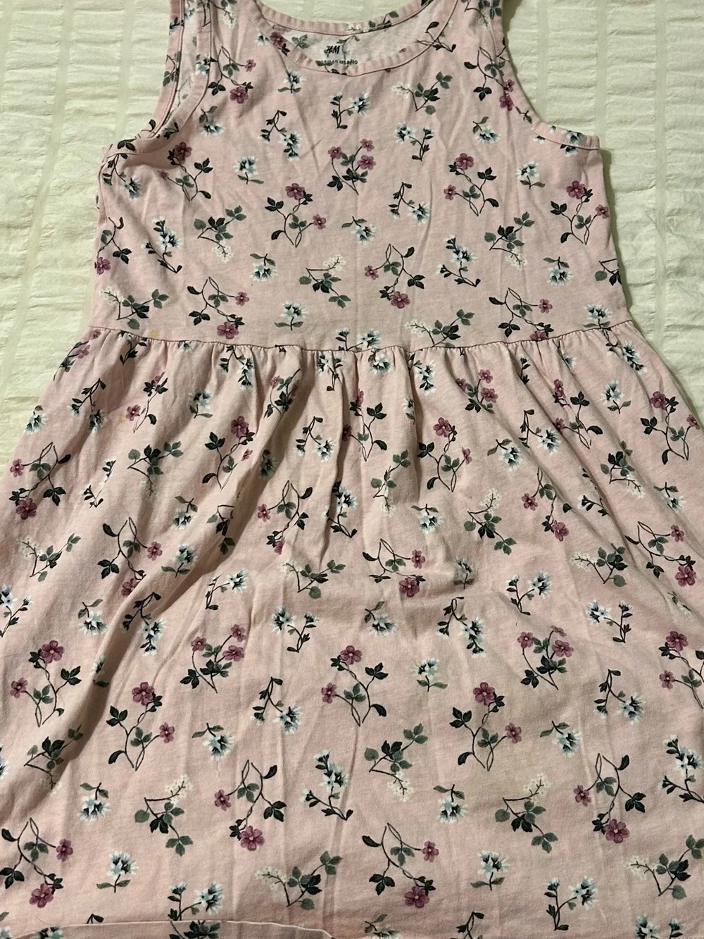 H&M Girls Light Pink Floral Sleeveless Casual Dress